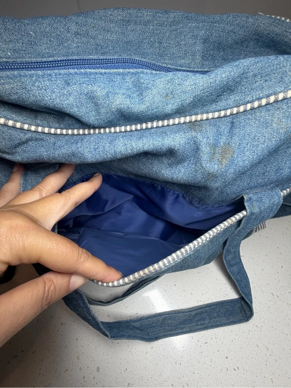 OshKosh Denim & Striped B'gosh Denim Railroad Pinstripe Diaper bag VINTAGE